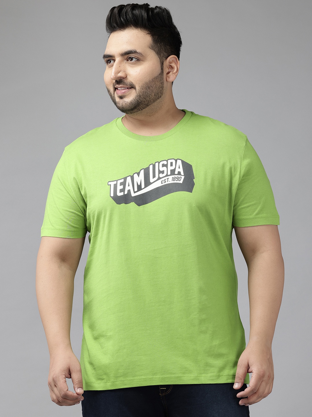 

U.S. Polo Assn. Denim Co. Plus Size Typography Printed Pure Cotton T-shirt, Green