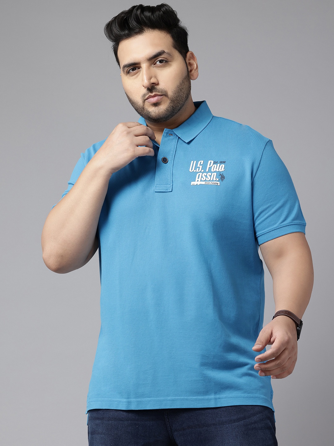 

U.S. Polo Assn. Denim Co. Plus Size Polo Collar Pure Cotton Slim Fit T-shirt, Blue