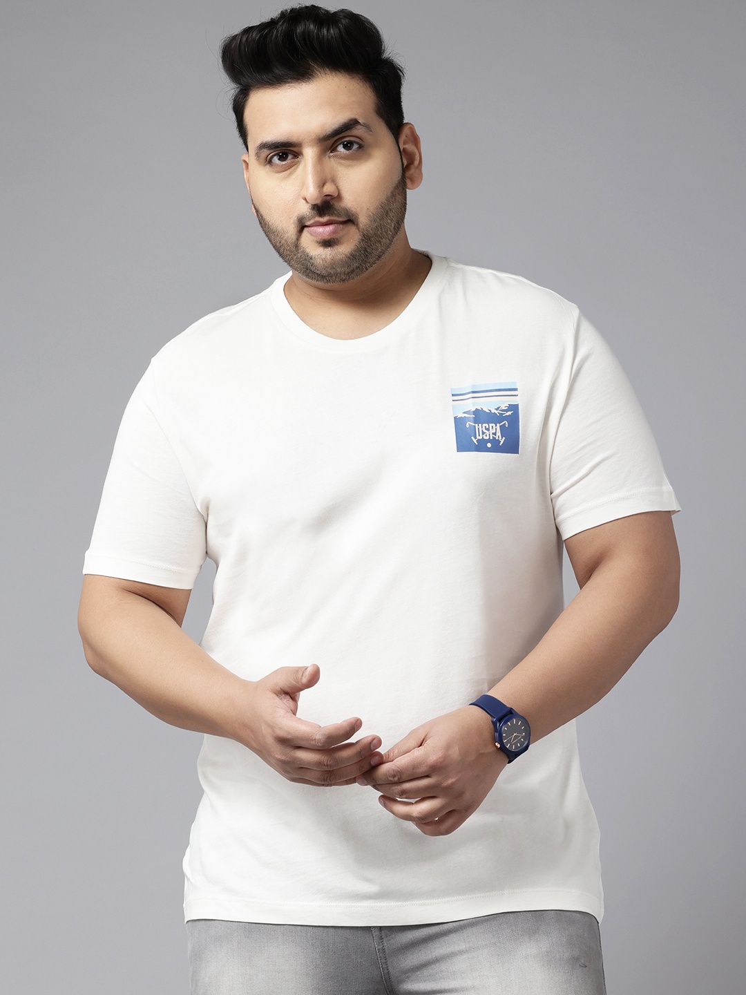 

U.S. Polo Assn. Denim Co. Plus Size Brand Logo Pure Cotton Slim Fit T-shirt, White