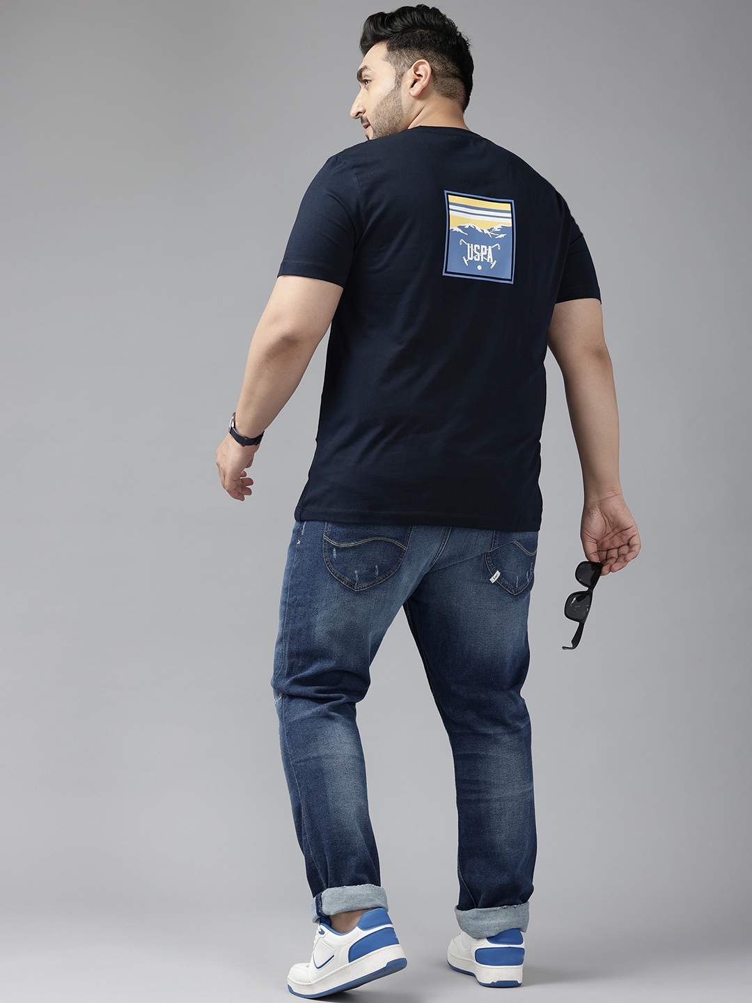 

U.S. Polo Assn. Denim Co. Plus Size Graphic Printed Pure Cotton T-shirt, Navy blue
