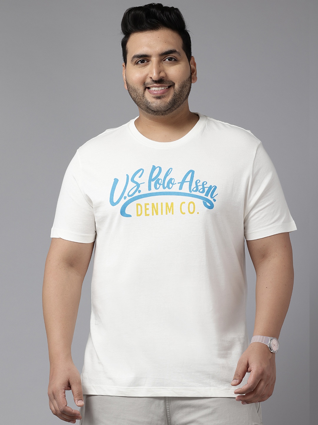 

U.S. Polo Assn. Denim Co. Plus Size Brand Logo Pure Cotton Slim Fit T-shirt, White