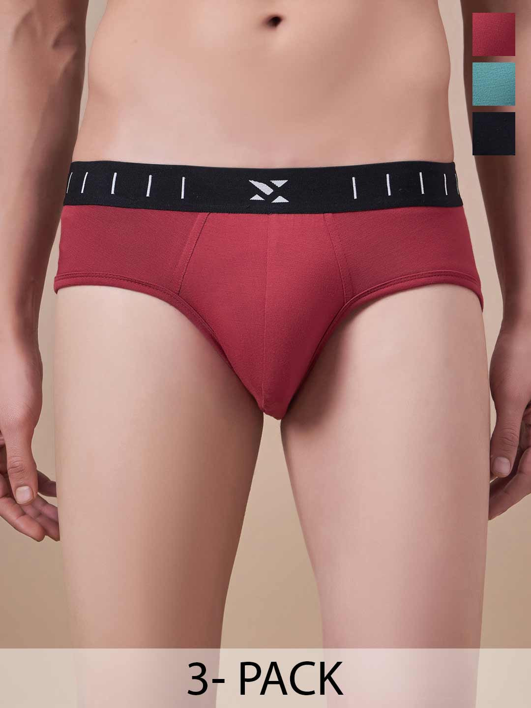 

Masch Sports Pack Of 3 Low Rise Basic Briefs BRF-3-SOL-EI-RED-GRN-ET-BLK
