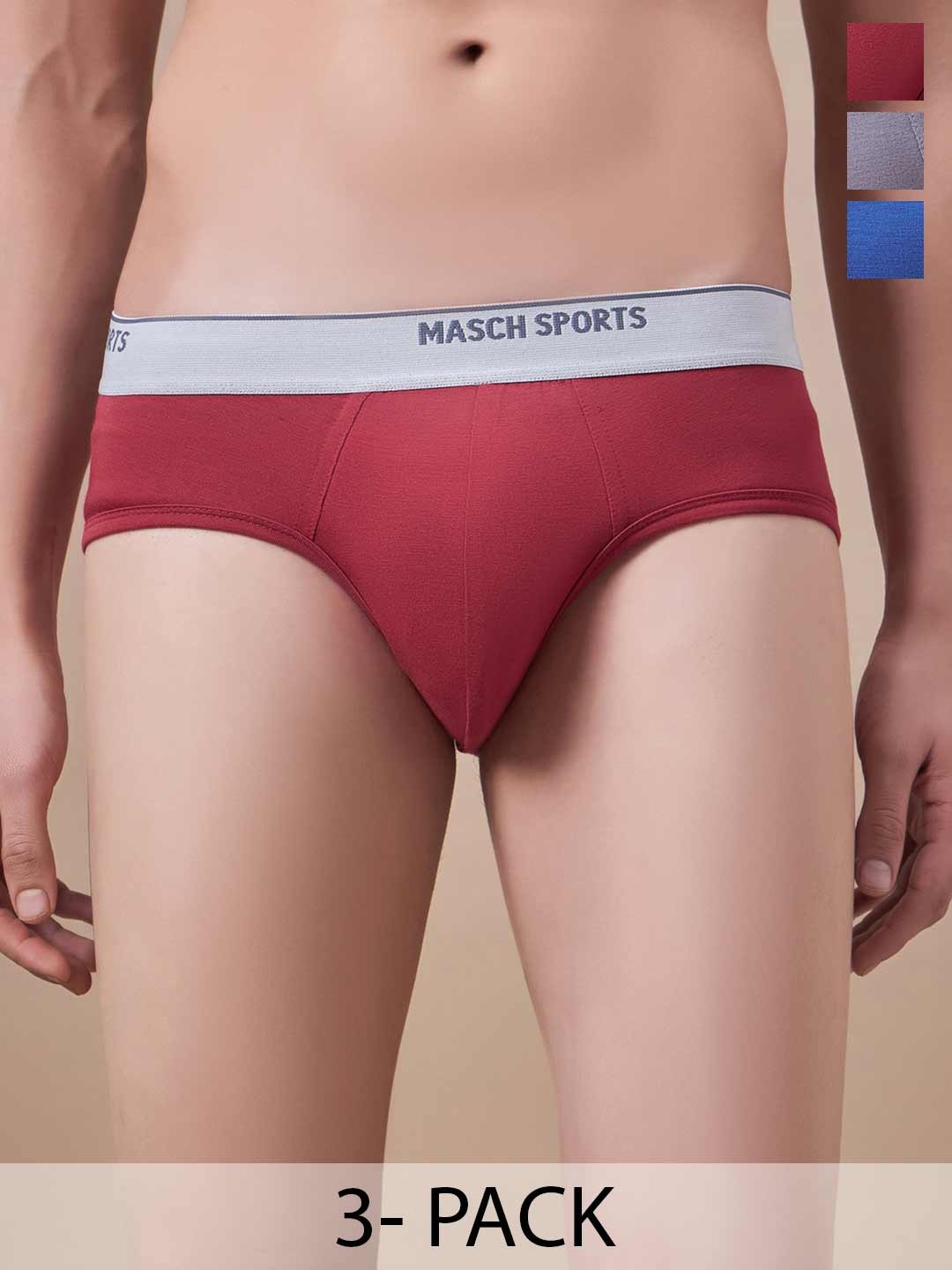 

Masch Sports Pack Of 3 Anti-Microbial Basic Briefs, Red
