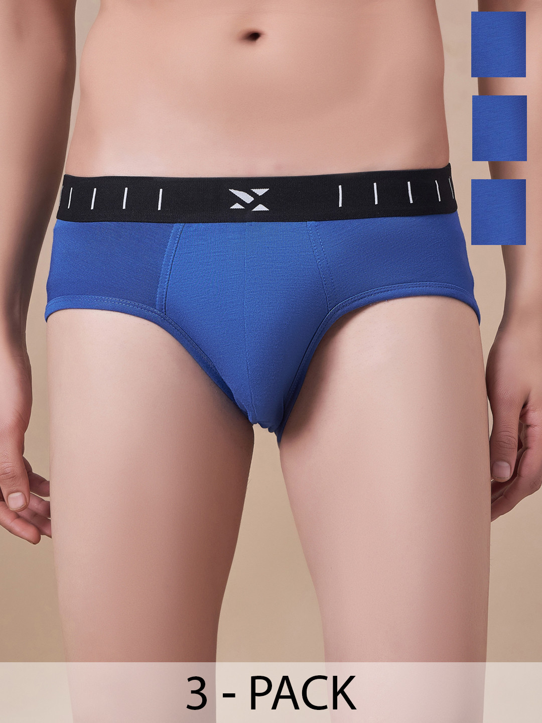 

Masch Sports Pack Of 3 Antimicrobial Basic Briefs BRF-3-SOL-EI-BLU-BLU-BLU, Blue