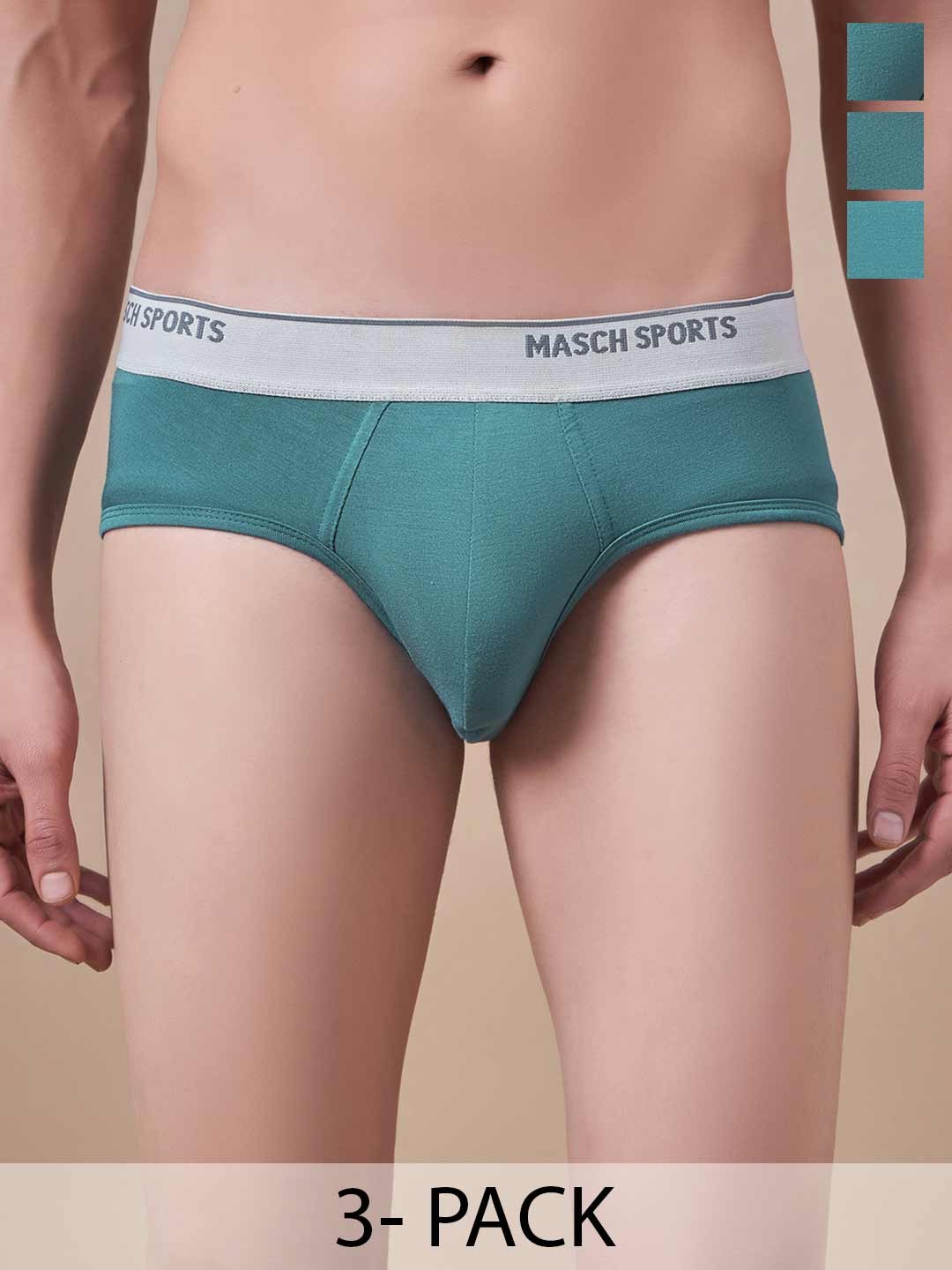 

Masch Sports Pack Of 3 Antimicrobial Basic Briefs BRF-3-SOL-ET-GRN-GRN-GRN, Green