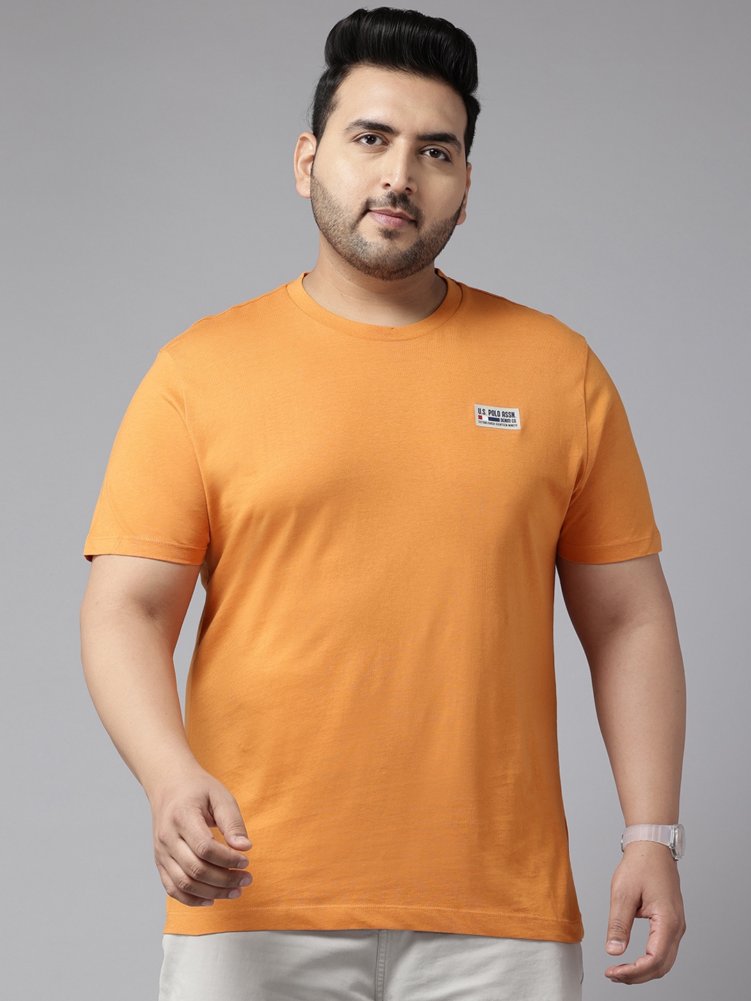 

U.S. Polo Assn. Denim Co. Plus Size Pure Cotton Slim Fit T-shirt, Orange