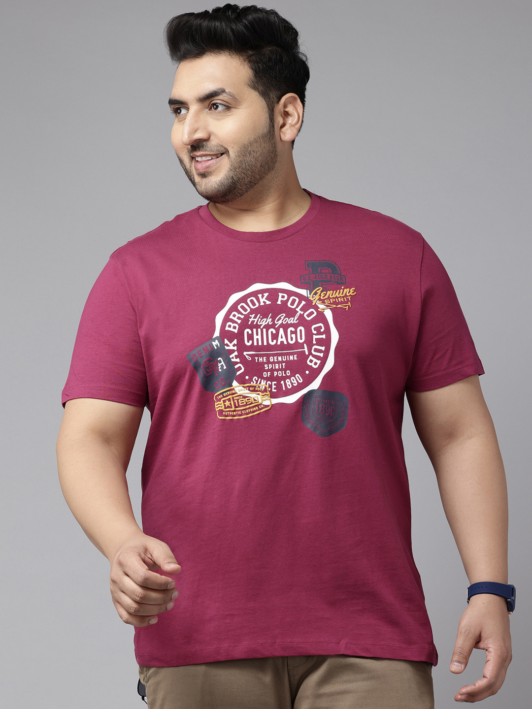 

U.S. Polo Assn. Denim Co. Plus Size Brand Logo Printed Pure Cotton Slim Fit T-shirt, Maroon