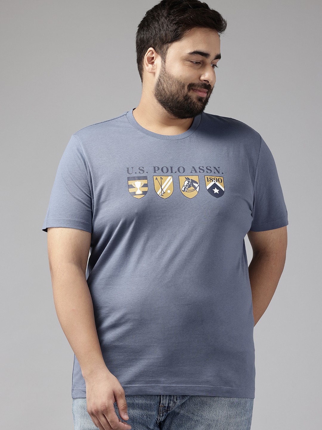

U.S. Polo Assn. Denim Co. Plus Size Printed Pure Cotton T-shirt, Blue