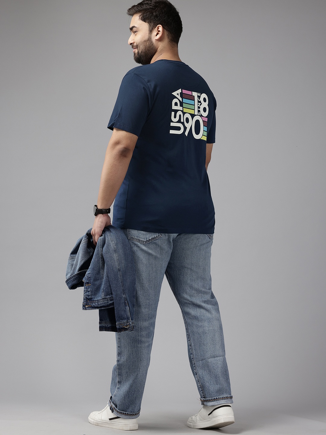 

U.S. Polo Assn. Denim Co. Plus Size Brand Logo Printed Pure Cotton Slim Fit T-shirt, Navy blue