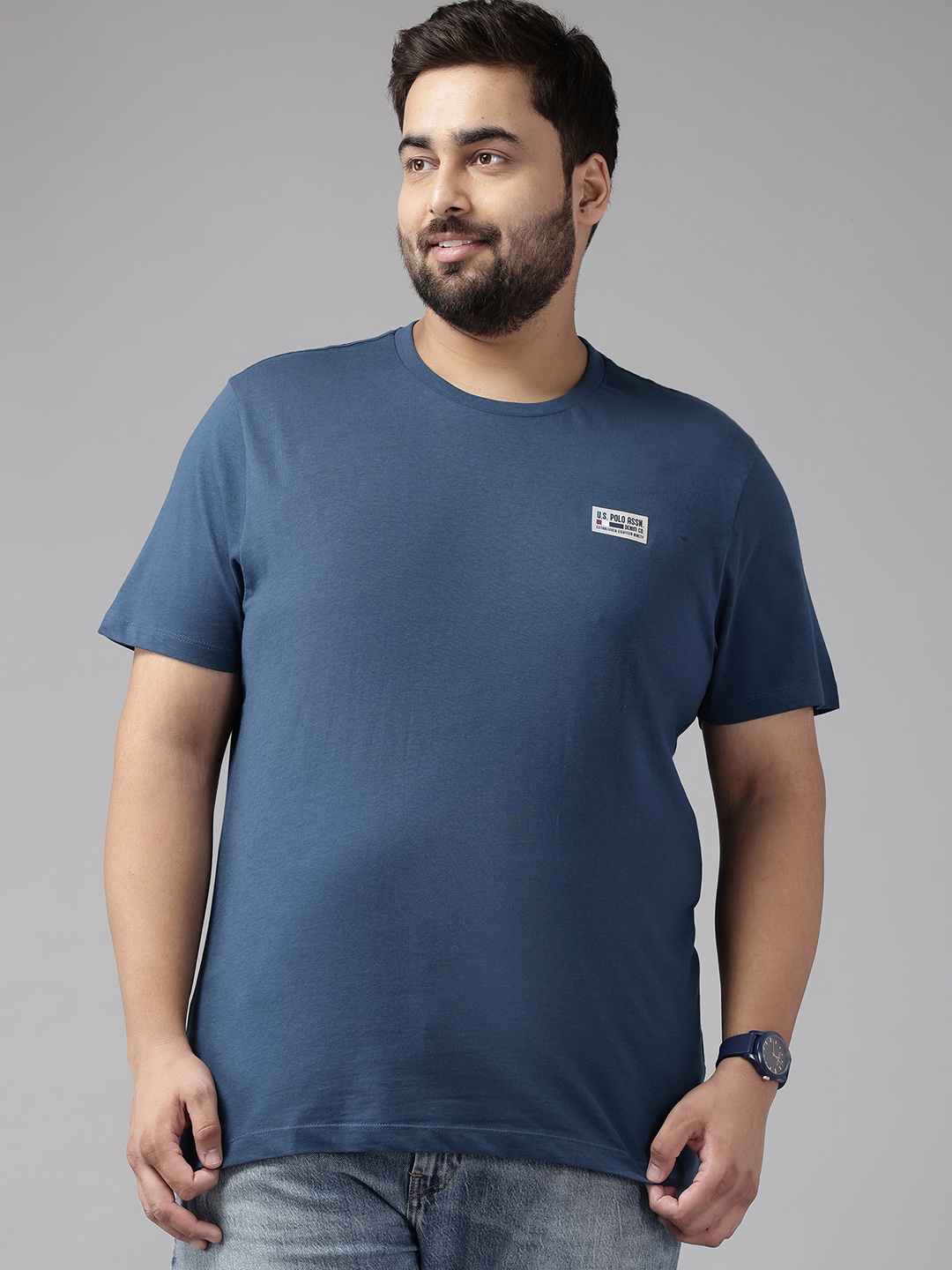 

U.S. Polo Assn. Denim Co. Plus Size Printed Pure Cotton Slim Fit T-shirt, Navy blue