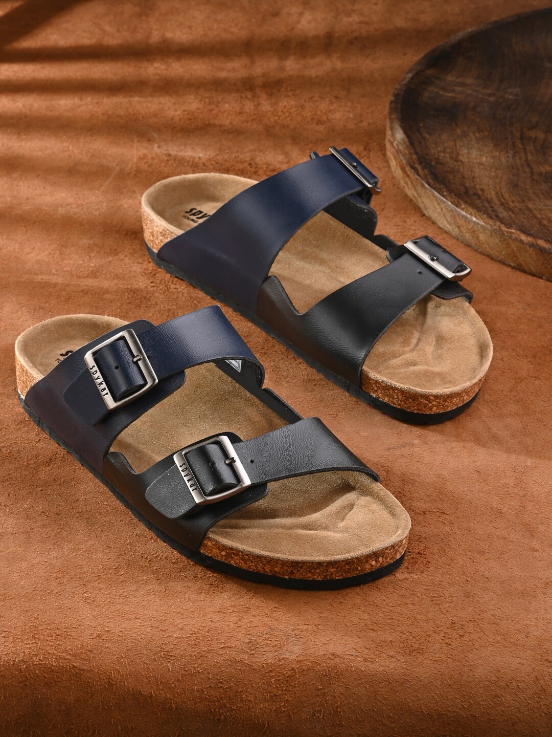 

SPYKAR Men Two Strap Buckle Design Comfort Sandals, Navy blue