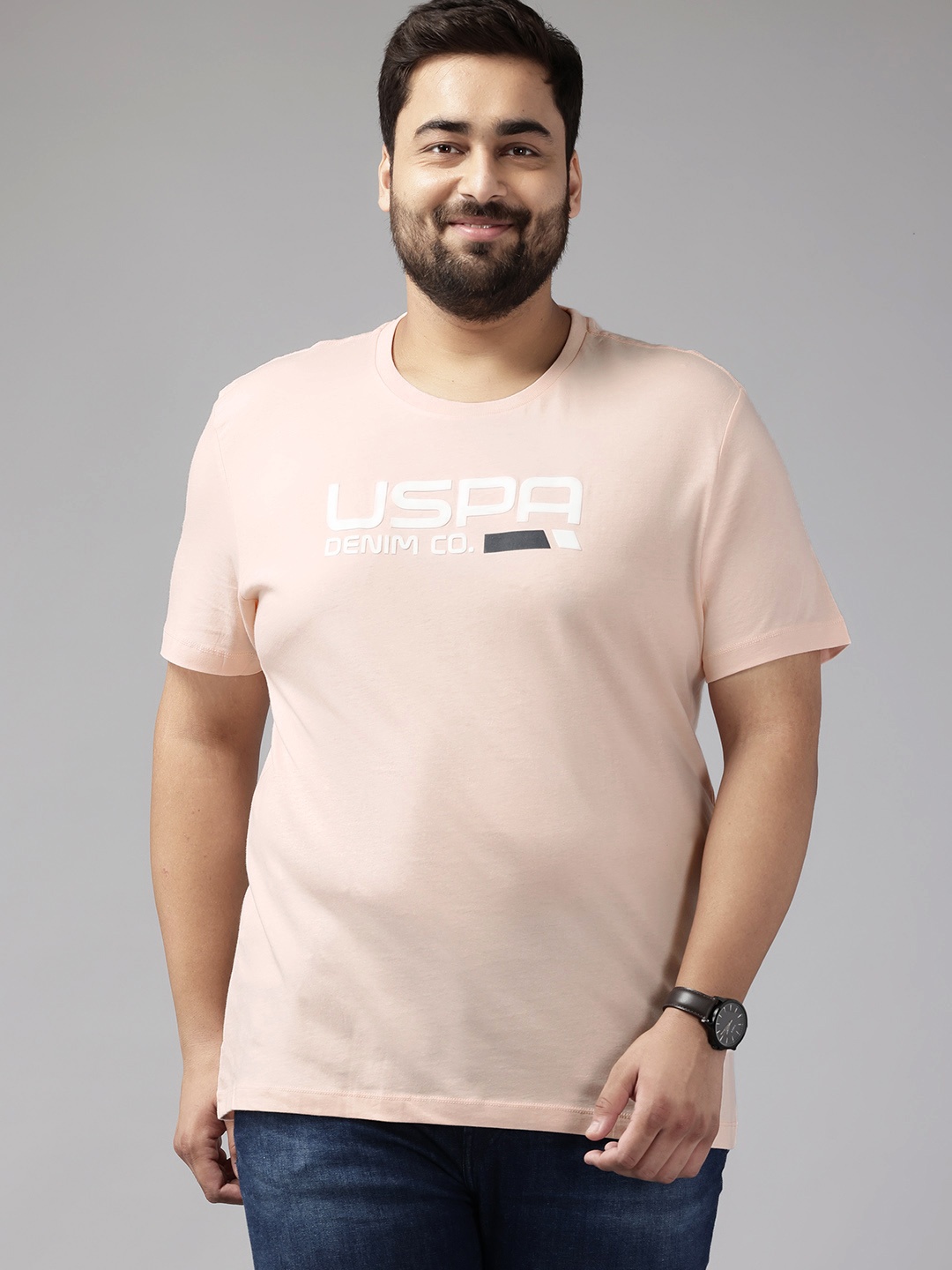 

U.S. Polo Assn. Denim Co. Plus Size Brand Logo Printed Pure Cotton Slim Fit T-shirt, Pink