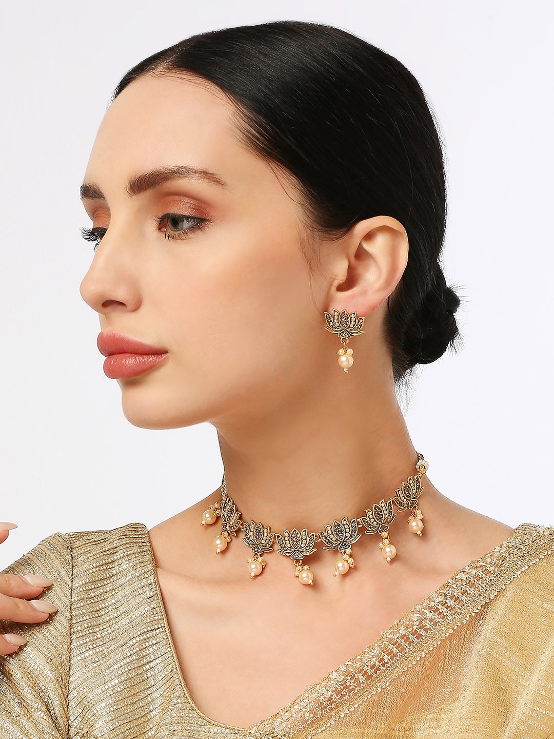 

OOMPH Stone Studded Jewellery Set, Gold