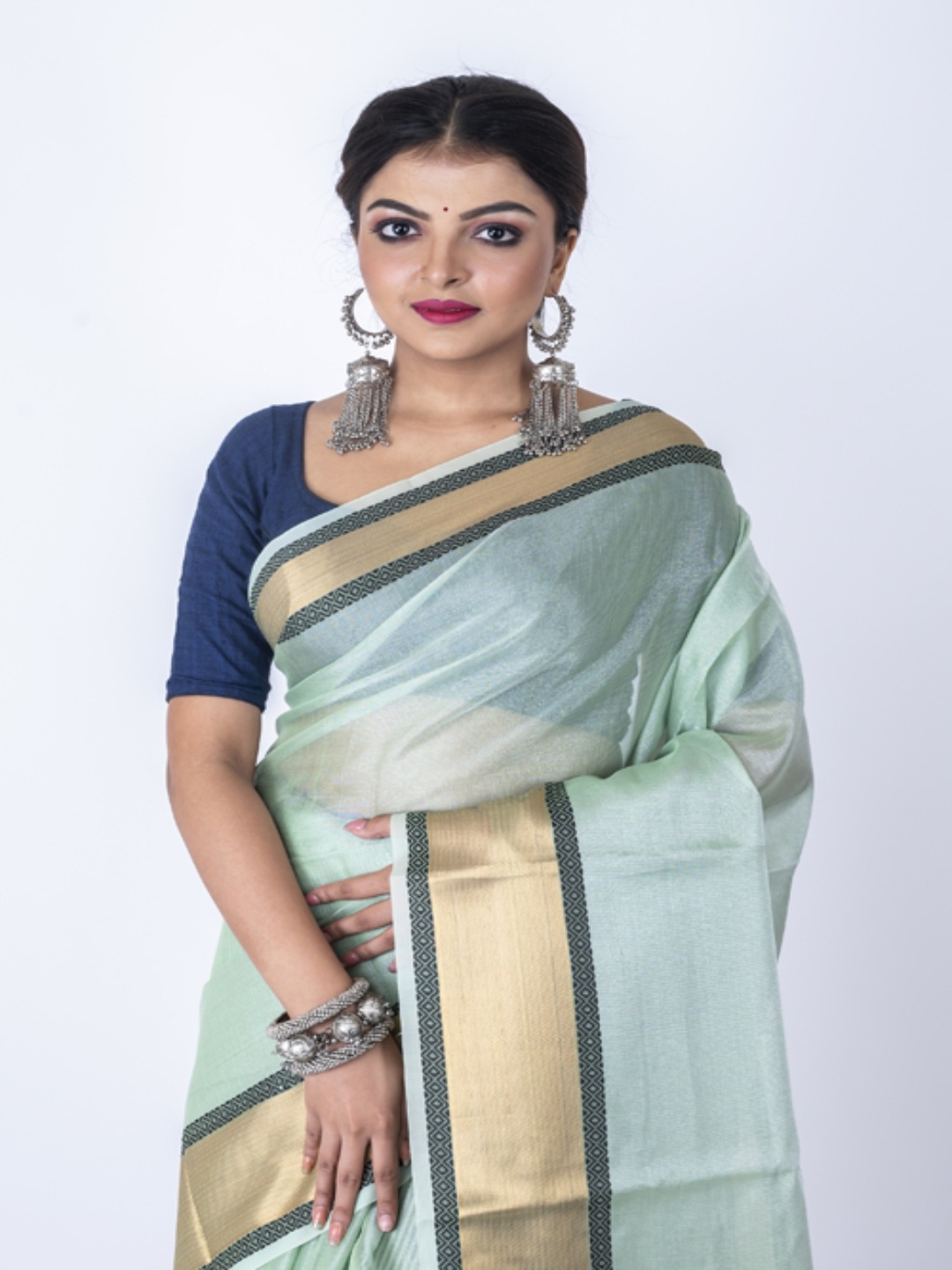 

Morchari Zari Silk Cotton Banarasi Saree, Green