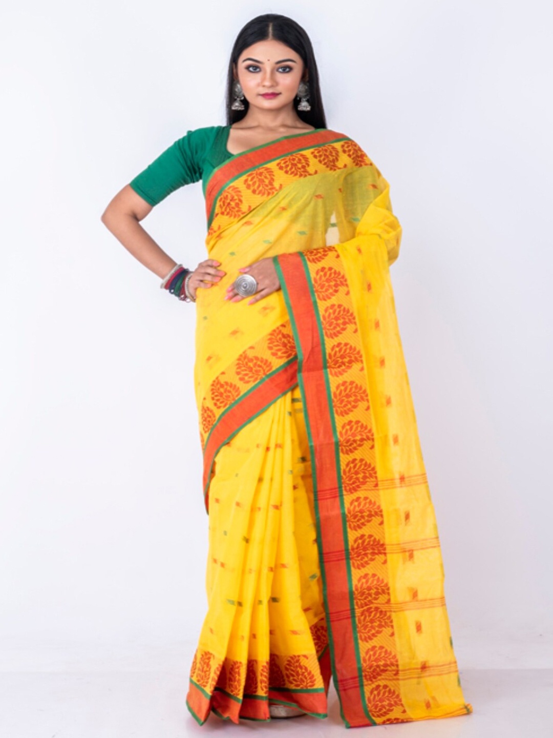 

Morchari Woven Design Pure Cotton Saree, Yellow
