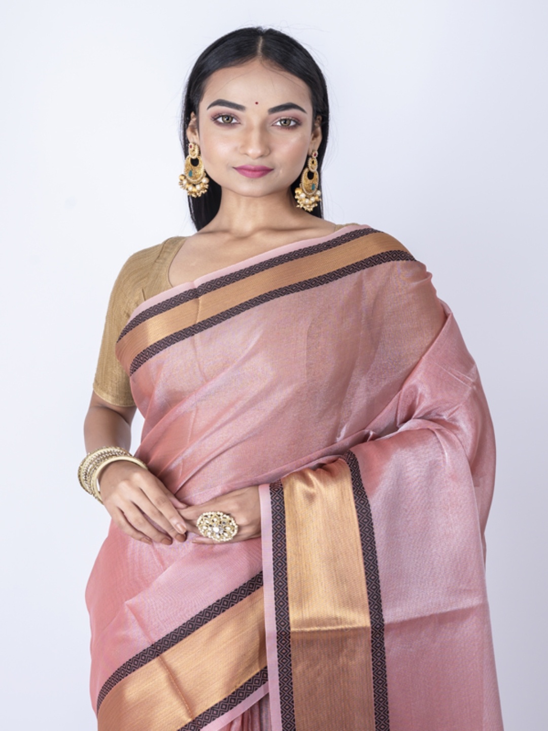 

Morchari Zari Silk Cotton Banarasi Saree, Pink