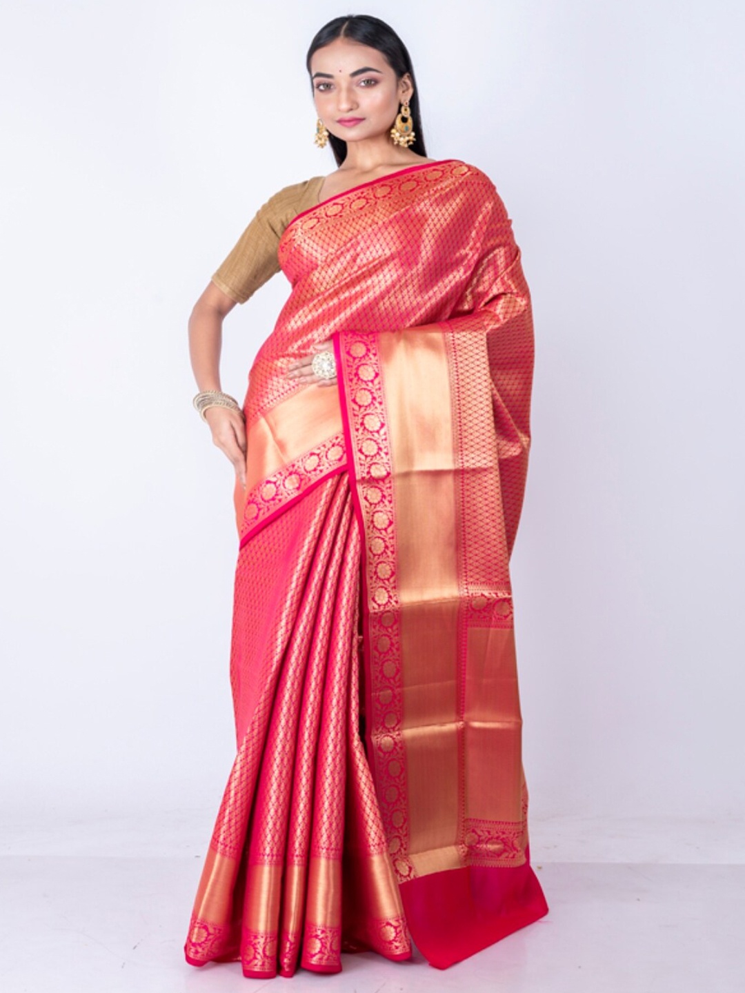

Morchari Woven Design Zari Banarasi Saree, Red