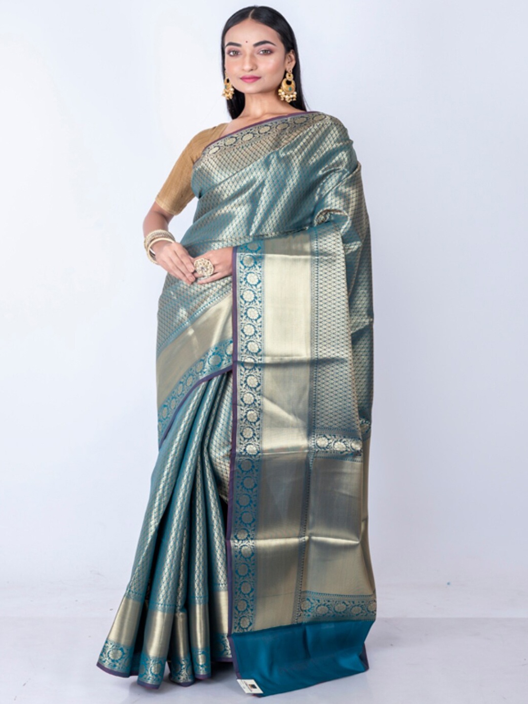 

Morchari Woven Design Zari Banarasi Saree, Green