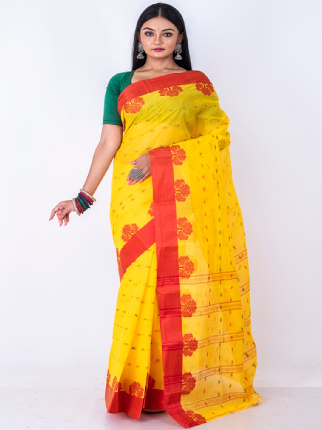 

Morchari Woven Design Pure Cotton Saree, Yellow