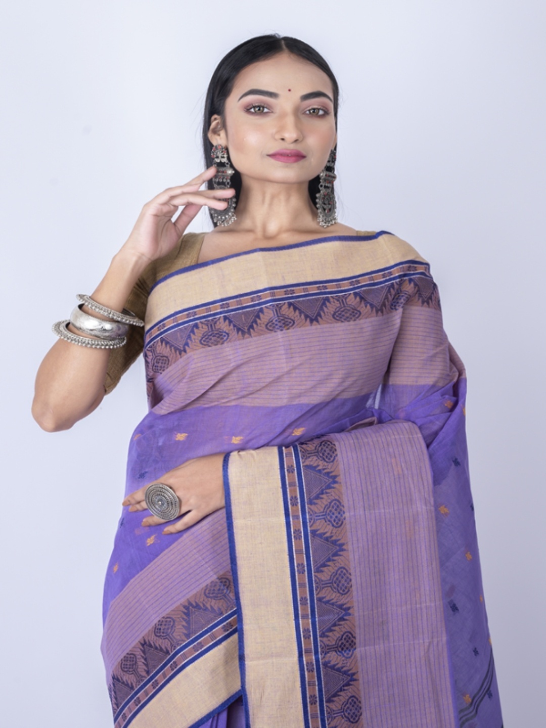 

Morchari Ethnic Motifs Woven Design Pure Cotton Saree, Blue