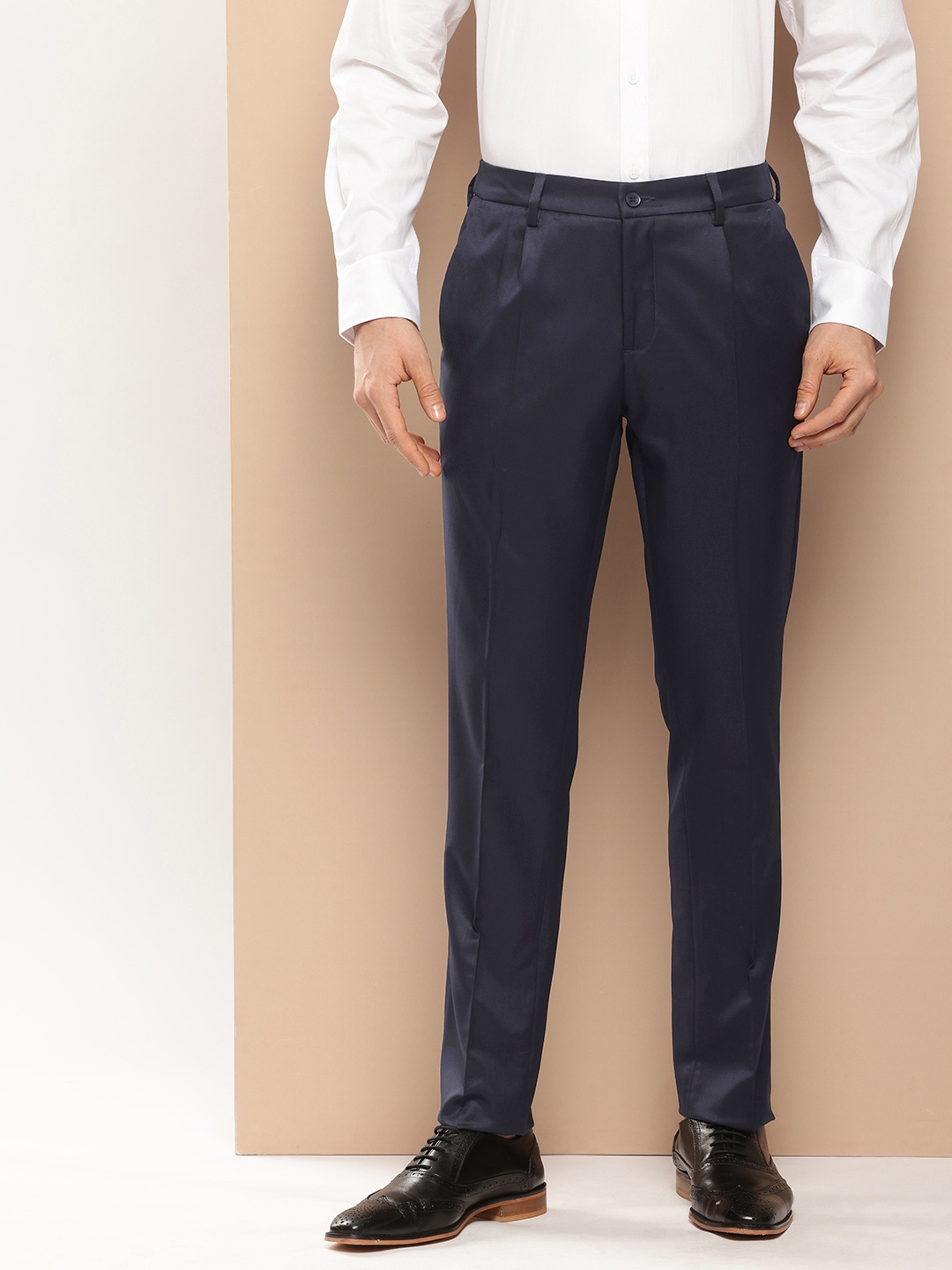 

INVICTUS Men Slim Fit Formal Trousers, Navy blue