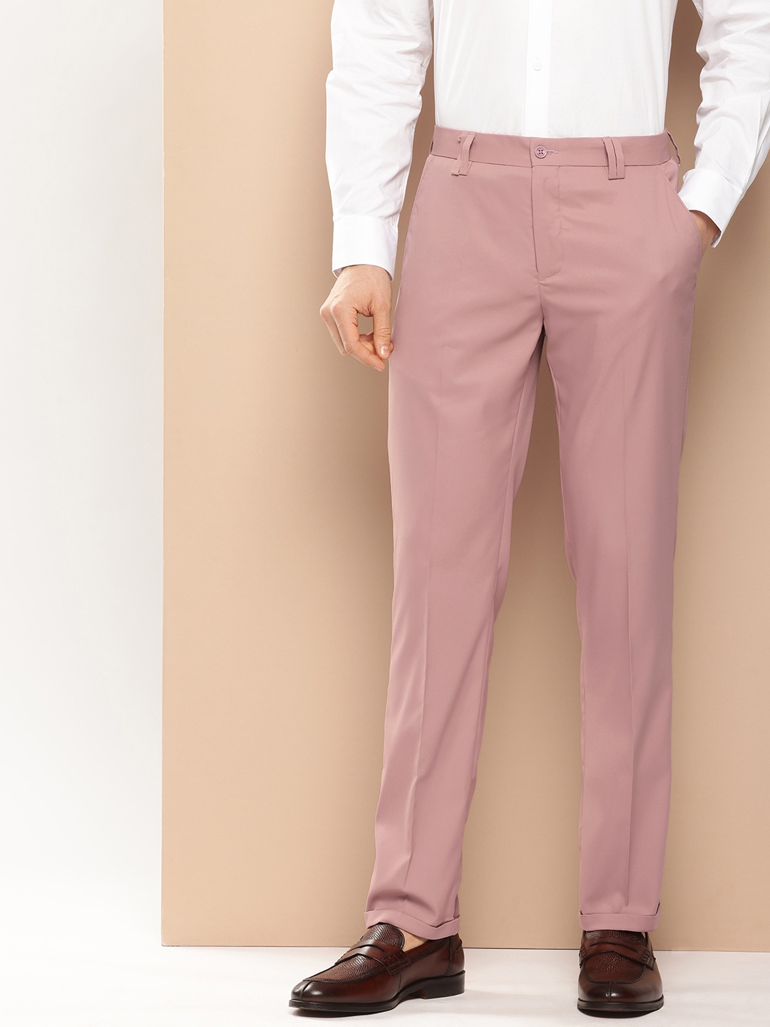 

INVICTUS Men Slim Fit Formal Trousers, Mauve