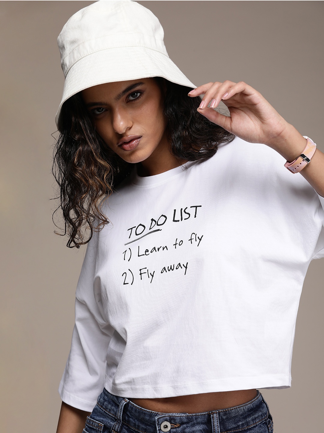

The Roadster Lifestyle Co. Typography Printed Drop-Shoulder Sleeves T-shirt, White