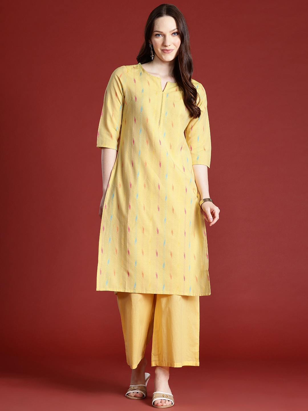 

Anouk Woven Design Kurta with Palazzos, Yellow
