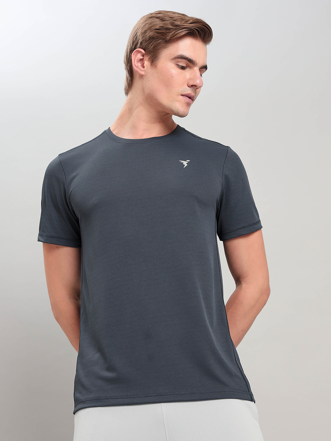 

Technosport Crew Neck Dry-Fit Slim Fit Sports T-shirt, Grey