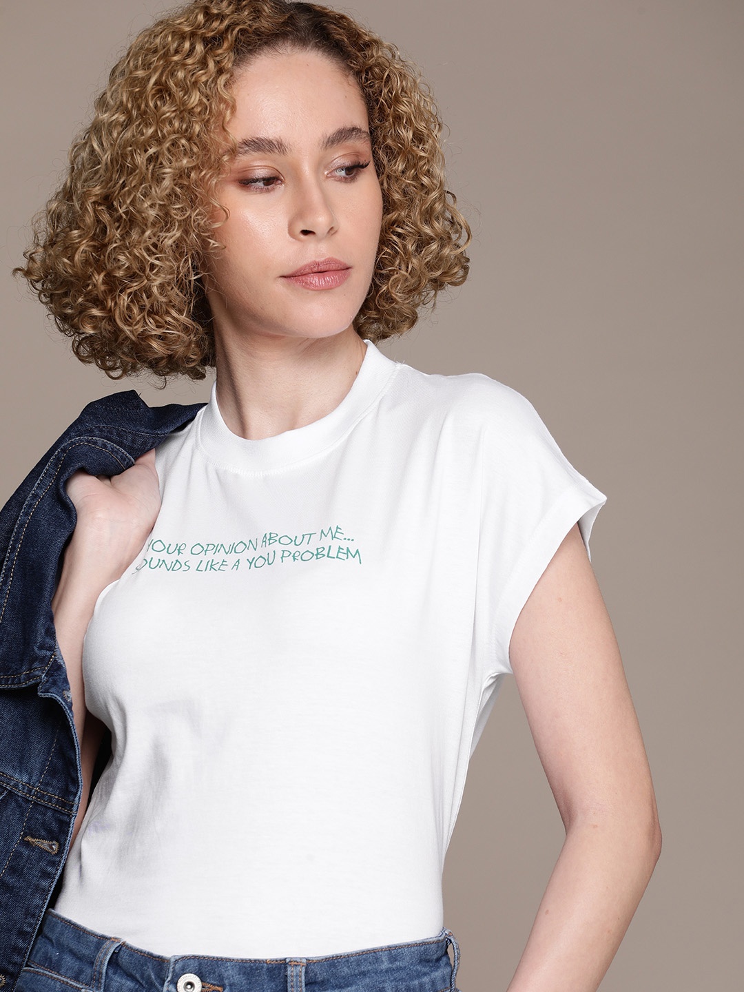 

The Roadster Life Co. Pure Cotton Typography Printed Extended Sleeves Easy Boxy T-shirt, White