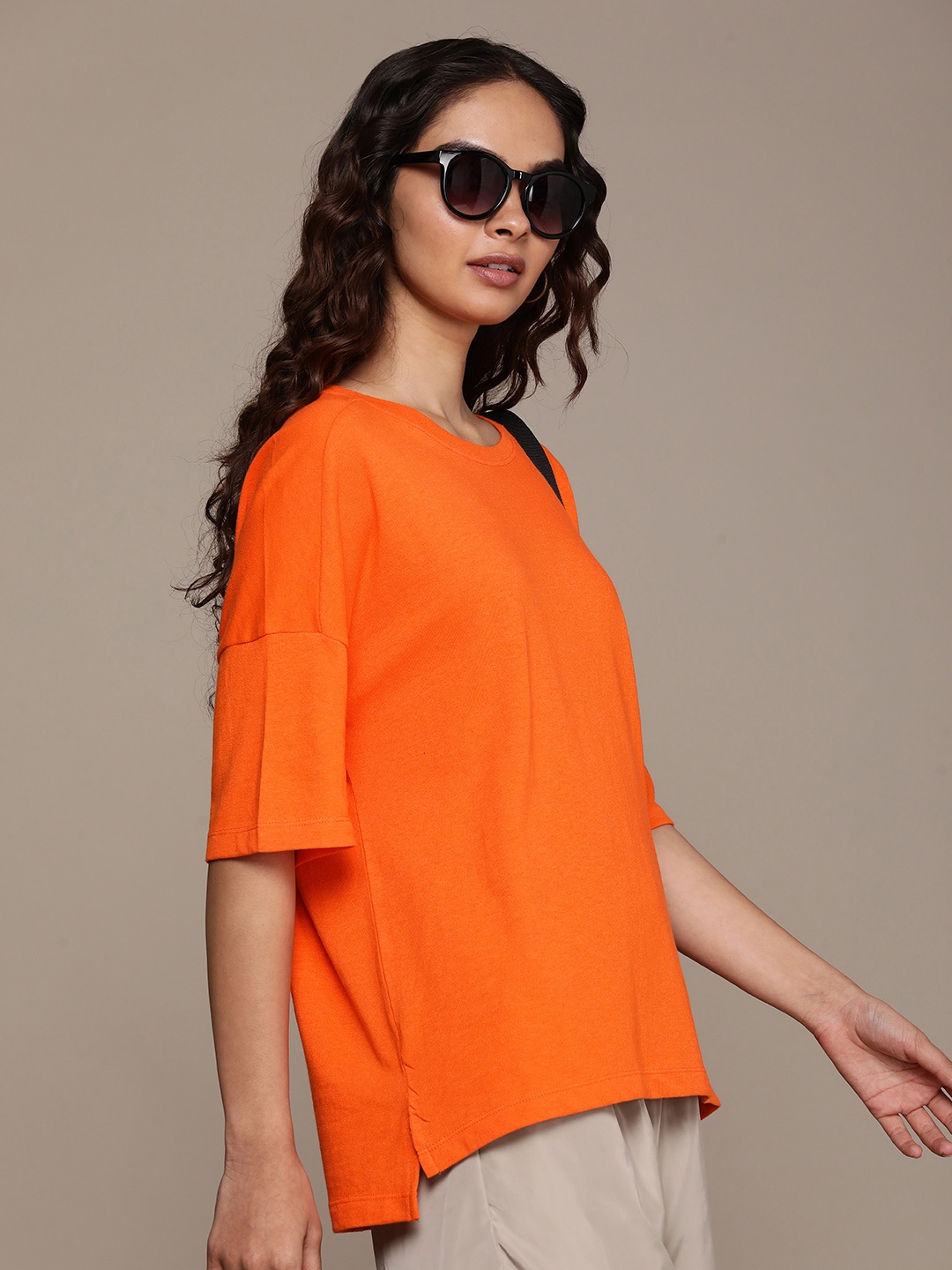 

The Roadster Life Co. Drop-Shoulder Sleeves Boxy T-shirt, Orange