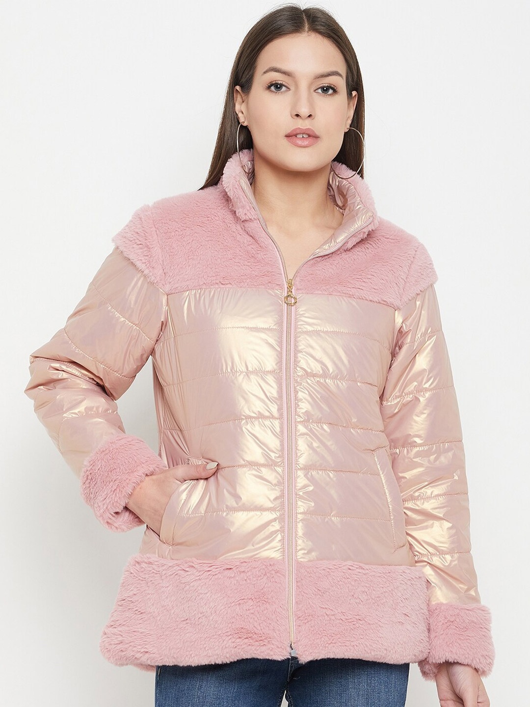

Duke Mock Collar Puffer Jacket, Rose