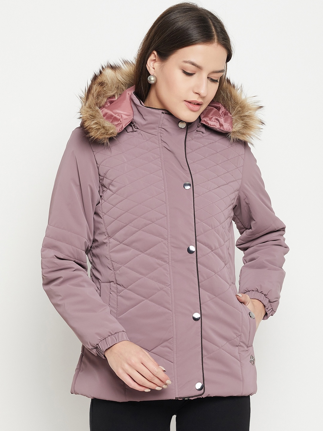 

Duke Hooded Faux Fur Trim Parka Jacket, Purple