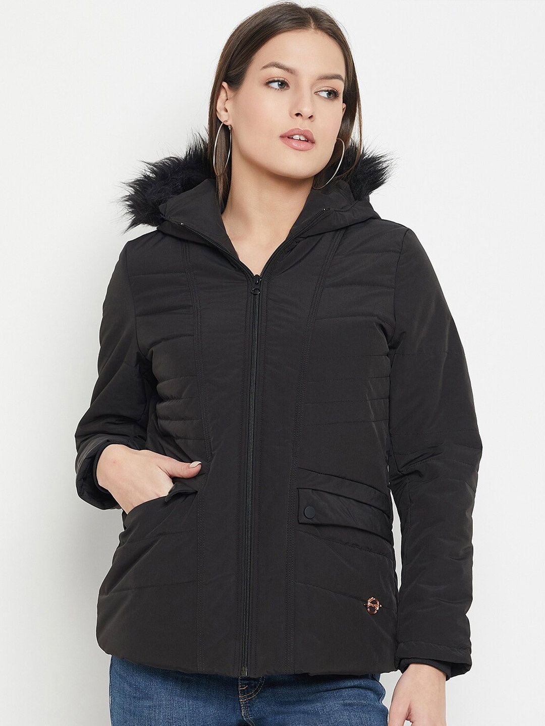 

Duke Hooded Fur Trim Parka Jacket, Black