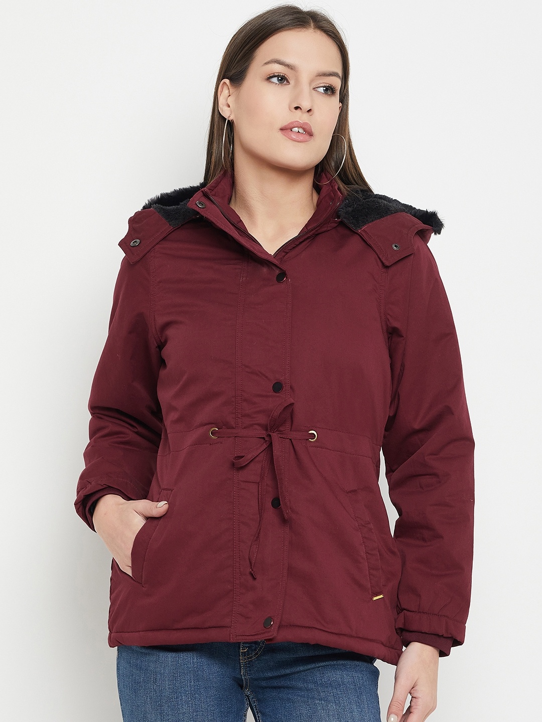 

Duke Hooded Cotton Tailored Jacket, Maroon