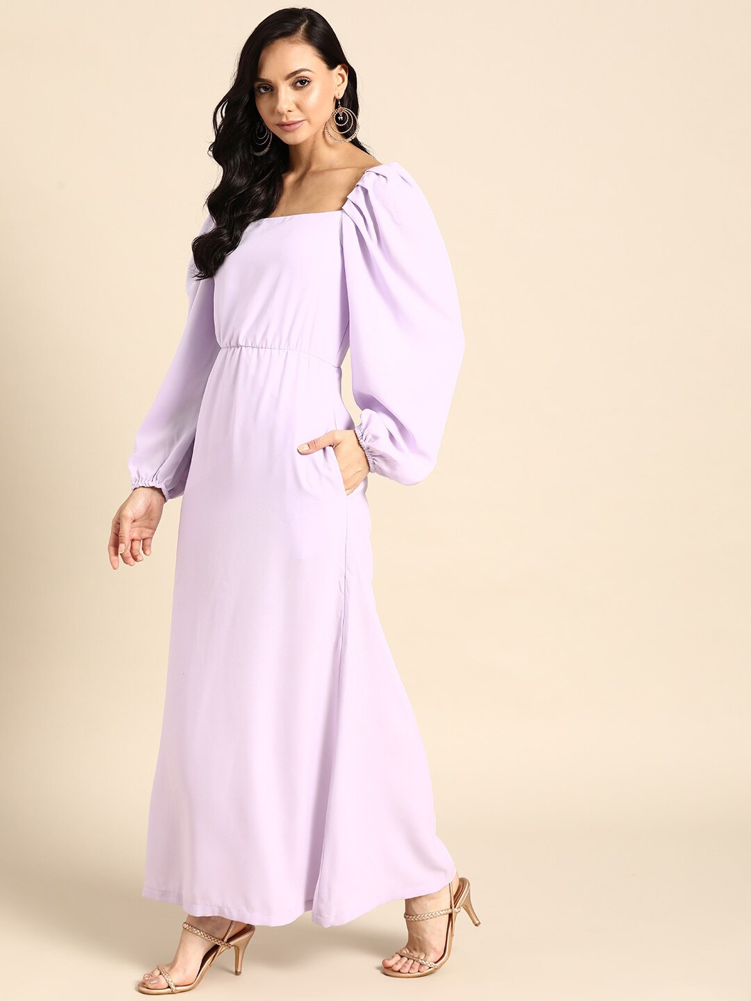 

DODO & MOA Purple Puff Sleeves Maxi Dress