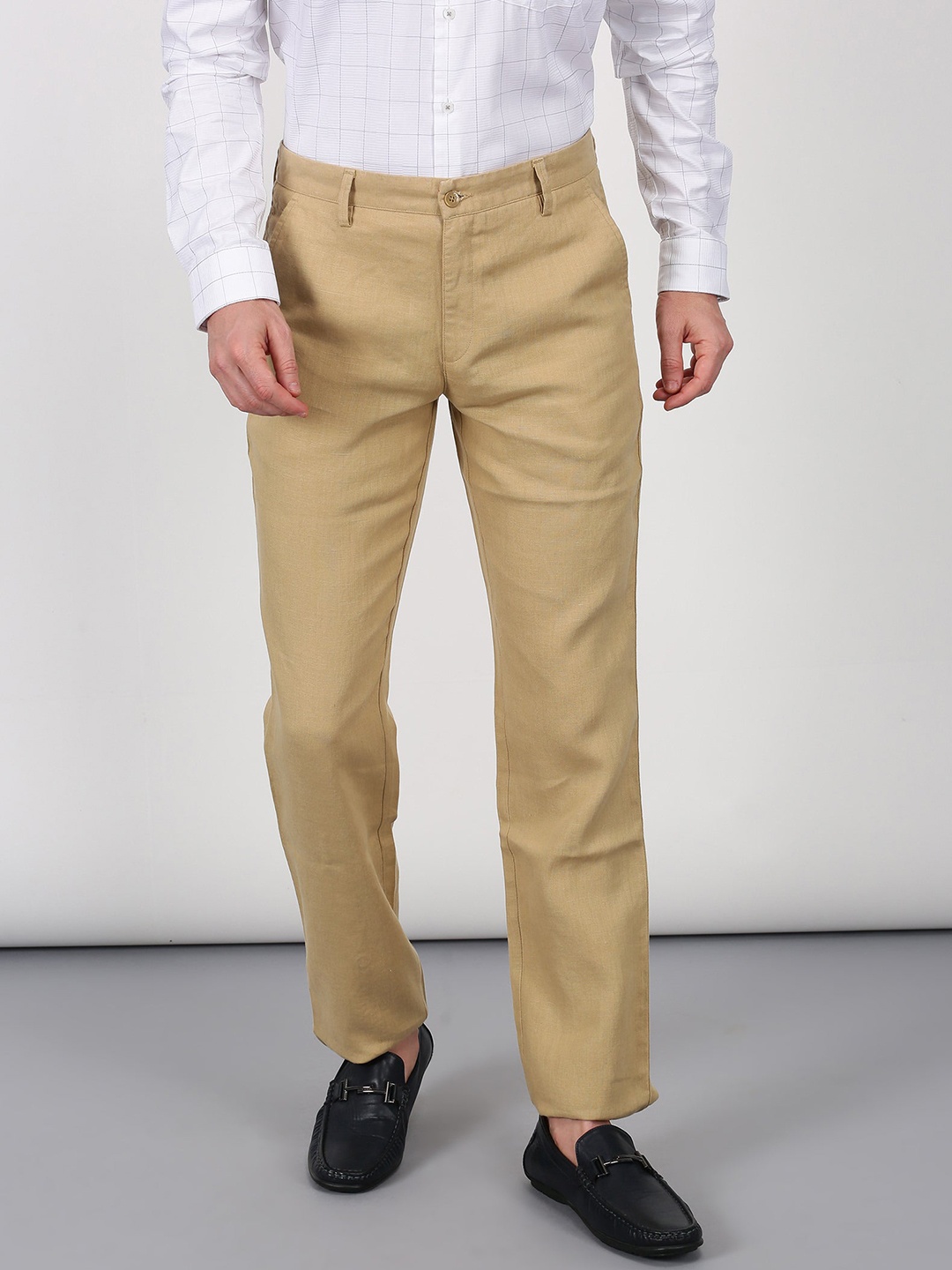 

Stori Men Pure Linen Trousers, Khaki