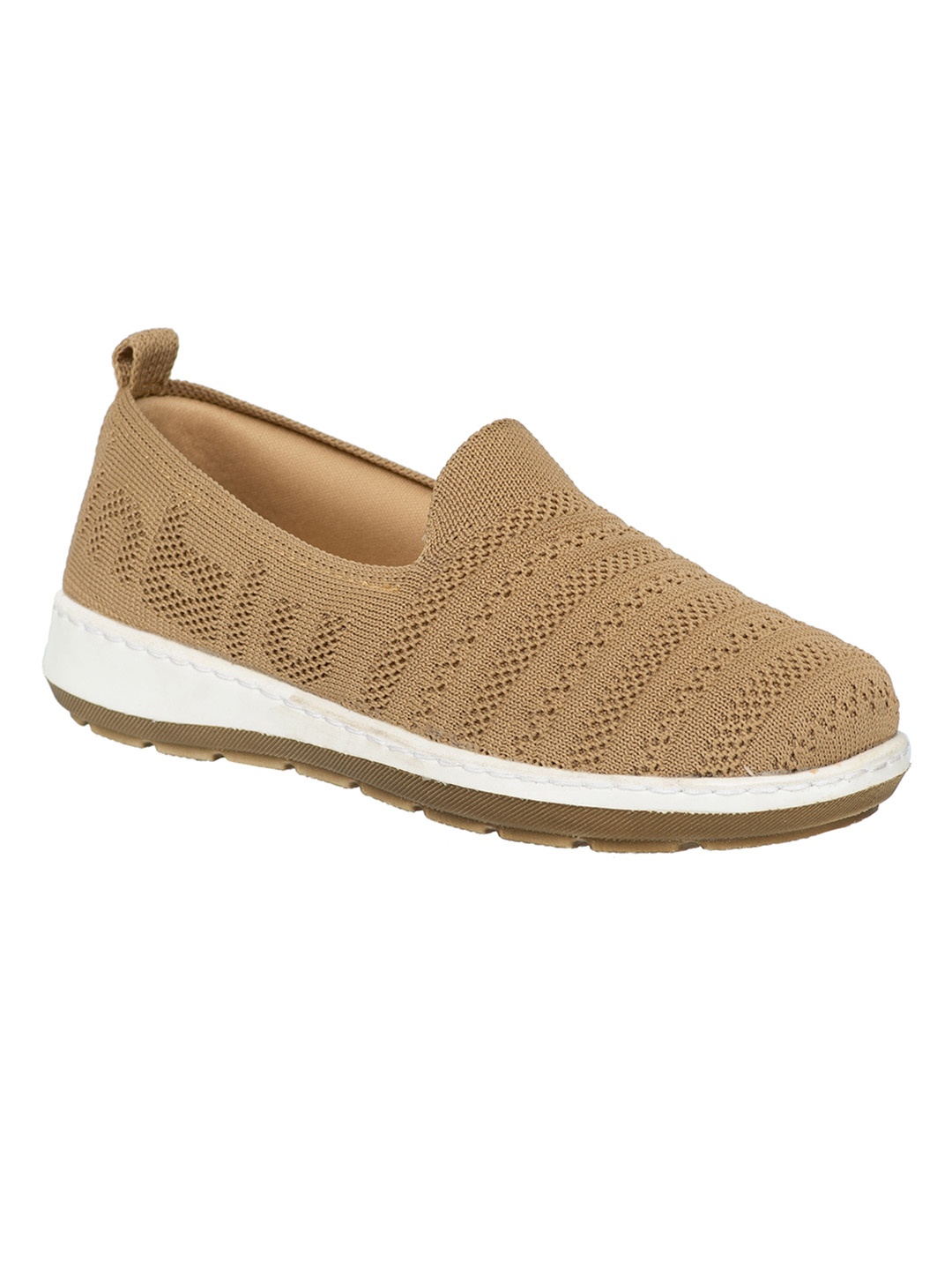 

Inblu Women Textured Round Toe Slip-On Sneakers, Beige