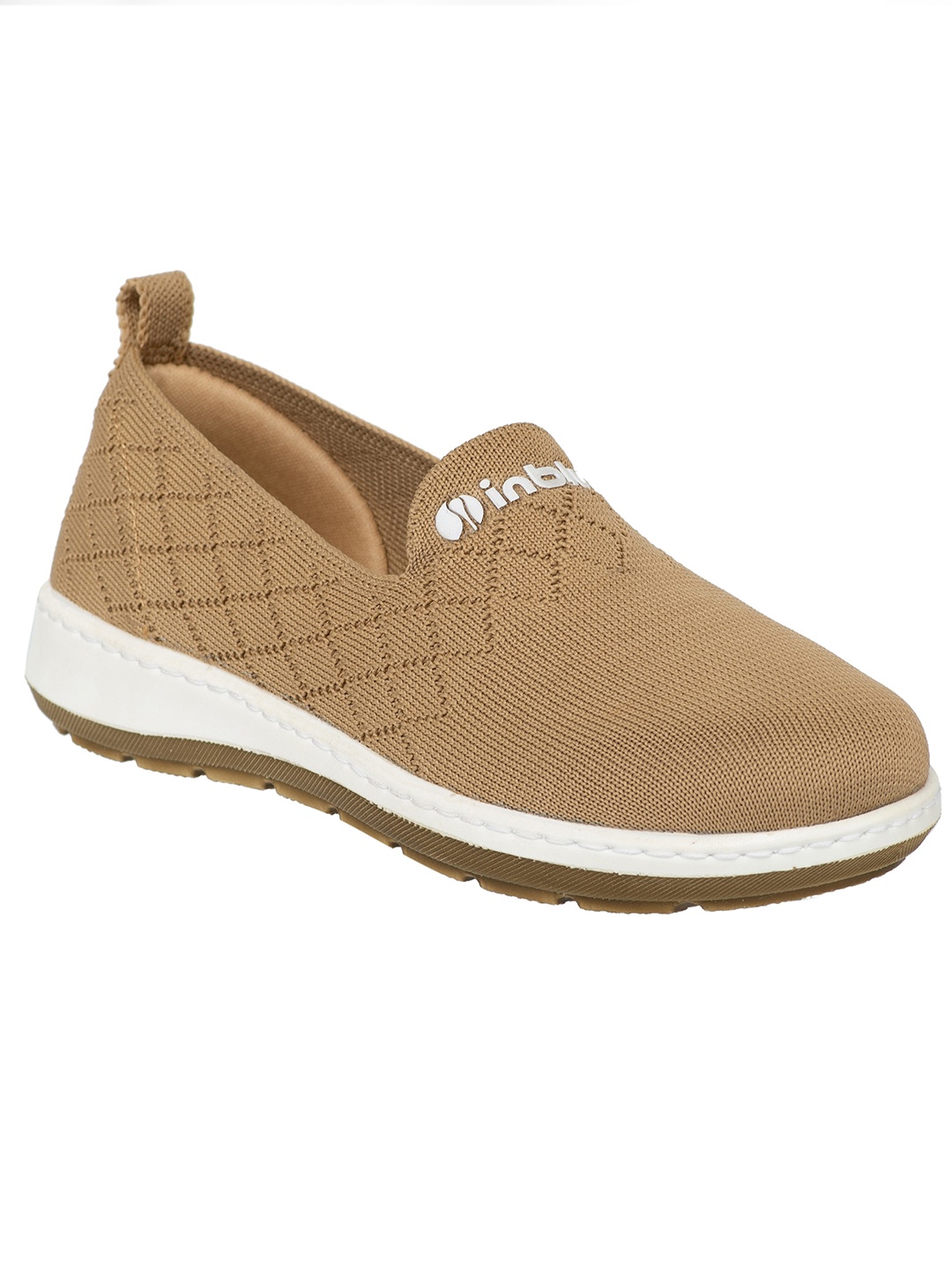 

Inblu Women Textured Lightweight Mesh Slip-On Sneakers, Beige