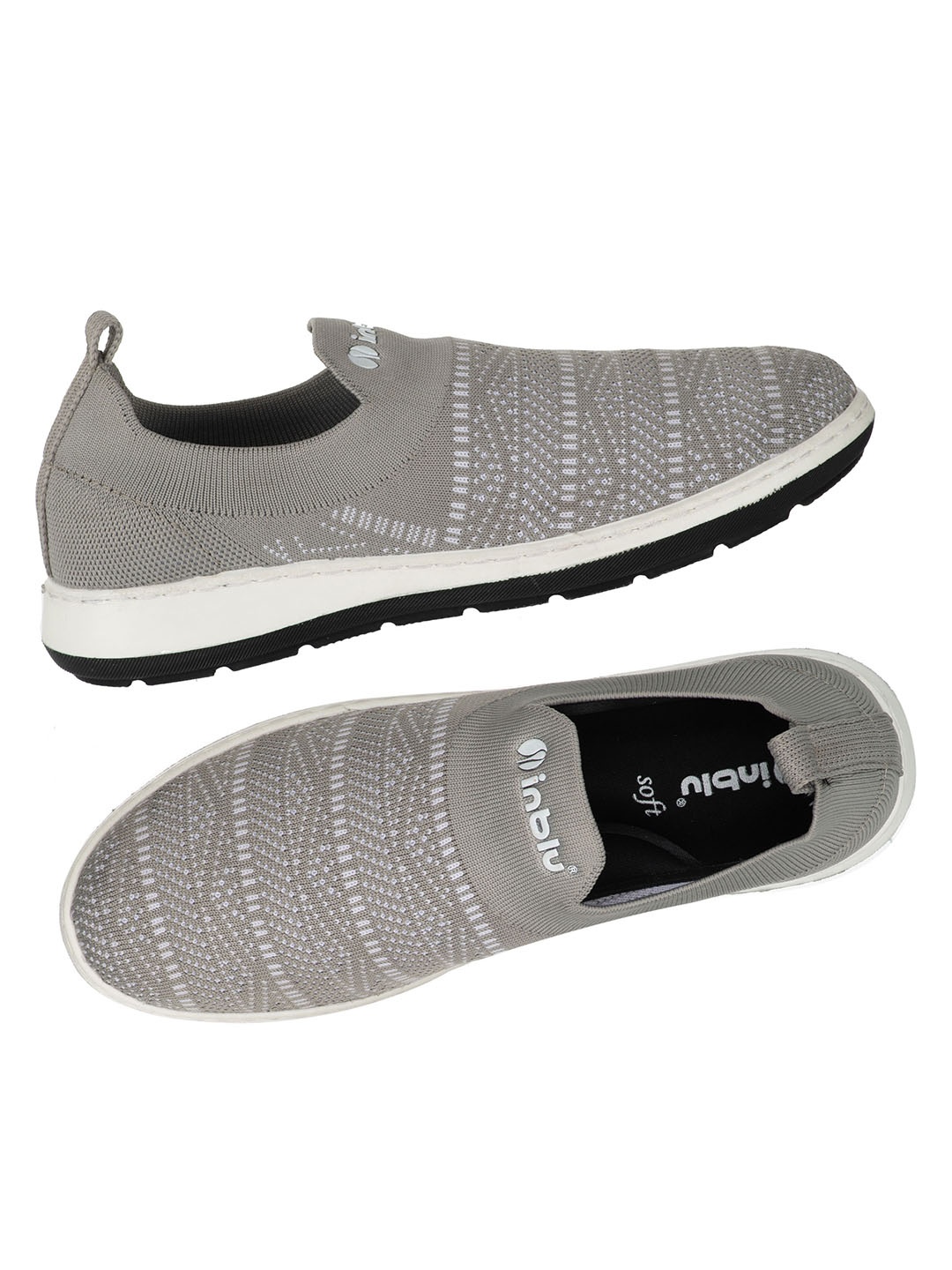 

Inblu Women Textured Round Toe Slip-On Sneakers, Grey