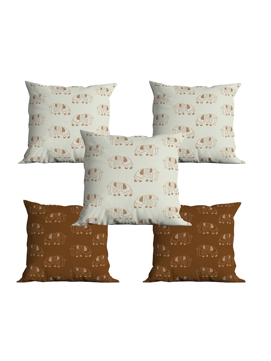 

Astitva Cream & Brown 5 Pieces Abstract Square Cushion Covers