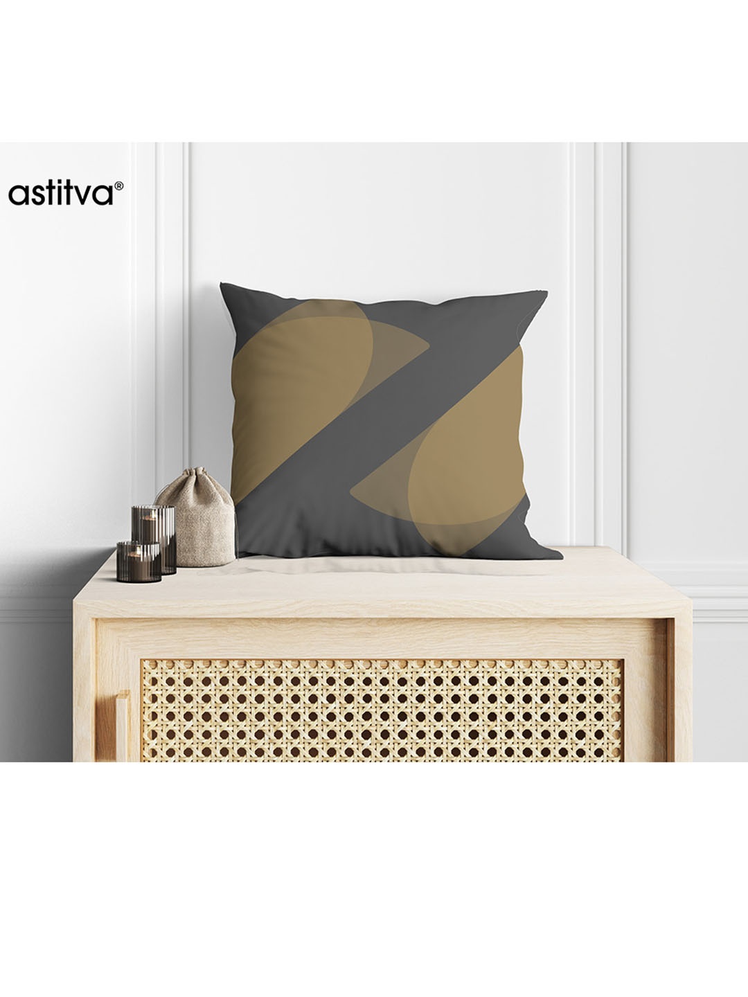 

Astitva Cream & Grey Colourblocked Cotton Square Cushion Covers