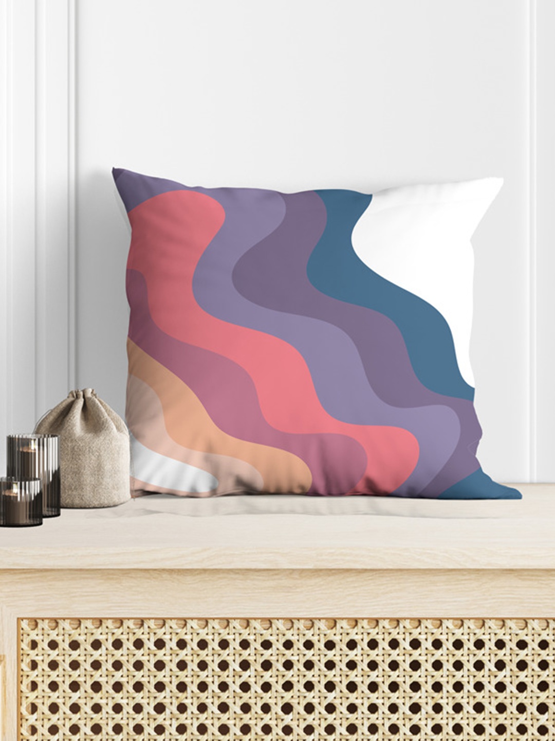 

Astitva Cream & Blue Abstract Cotton Square Cushion Covers