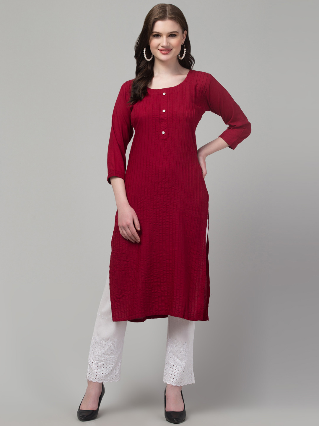 

Trend Level Round Neck Straight Kurta, Maroon