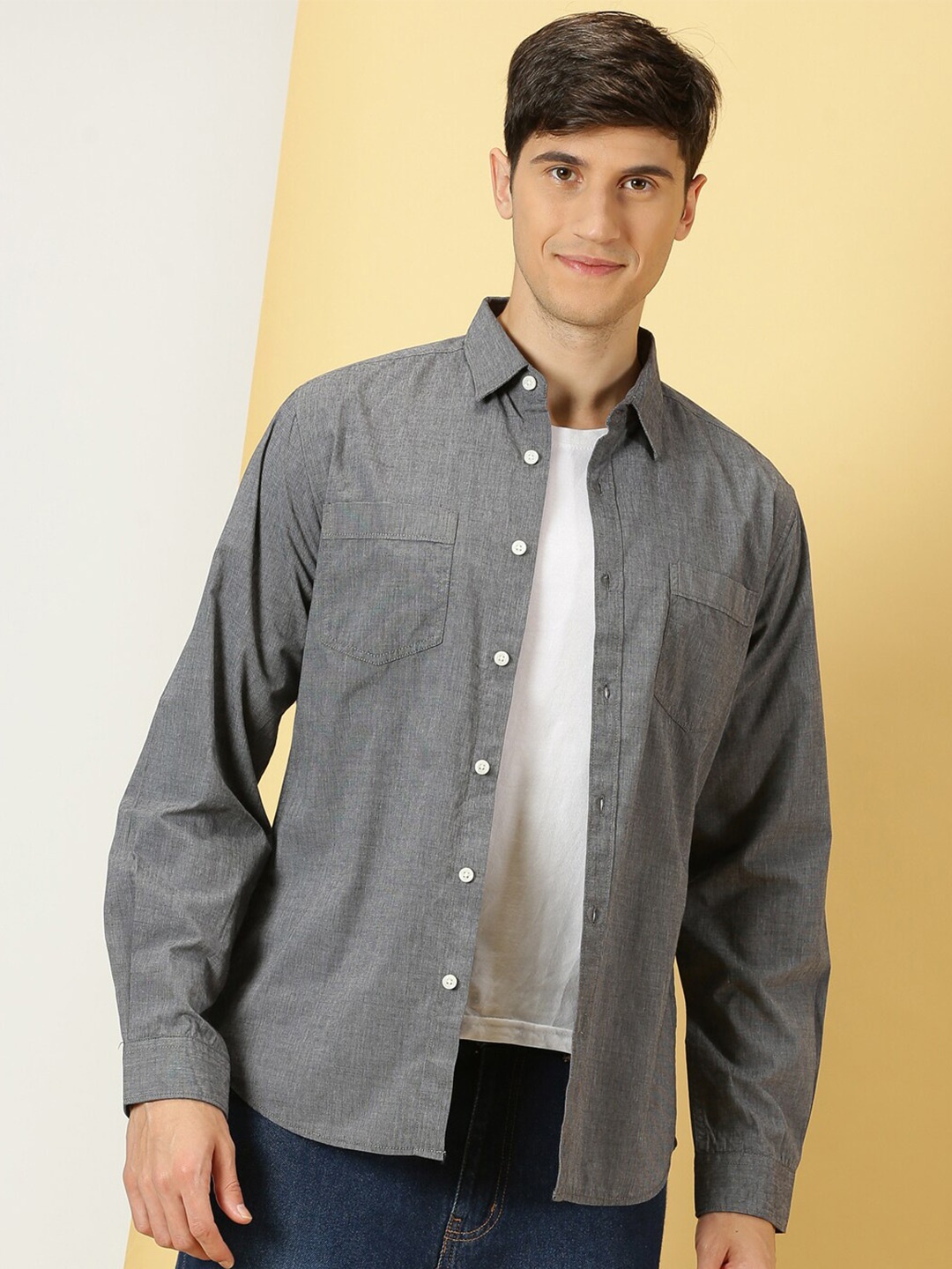 

Thomas Scott Classic Opaque Cotton Casual Shirt, Charcoal