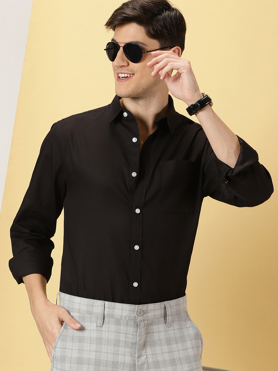 

Thomas Scott Classic Slim Fit Opaque Cotton Formal Shirt, Black