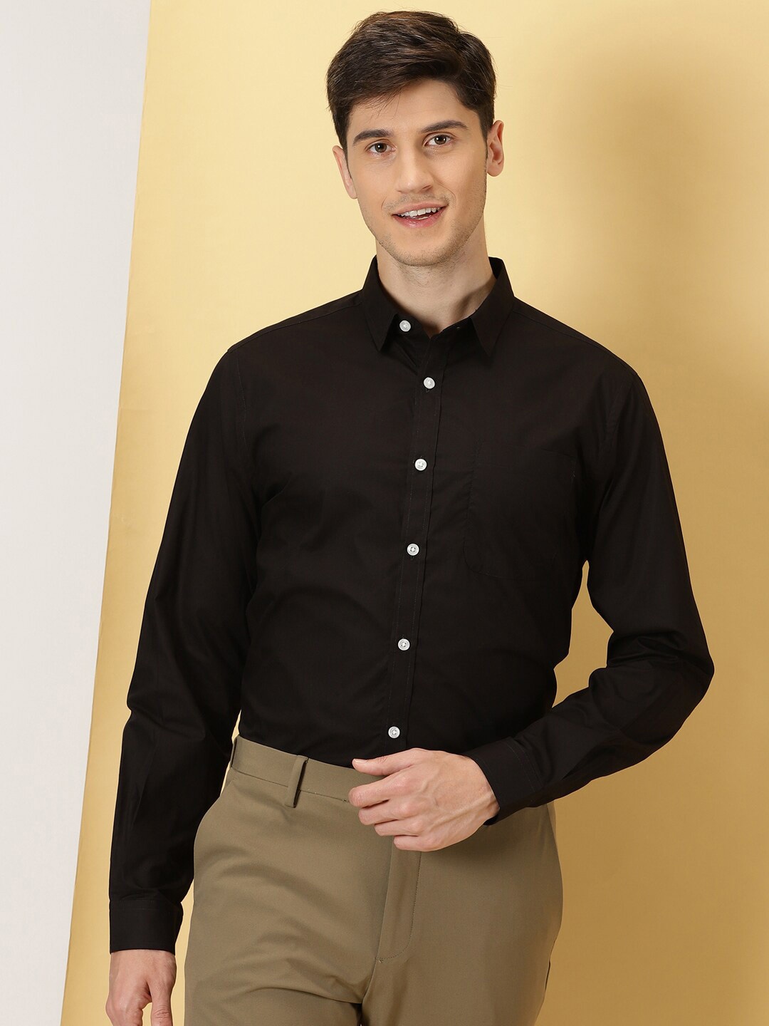 

Thomas Scott Classic Slim Fit Opaque Cotton Formal Shirt, Black