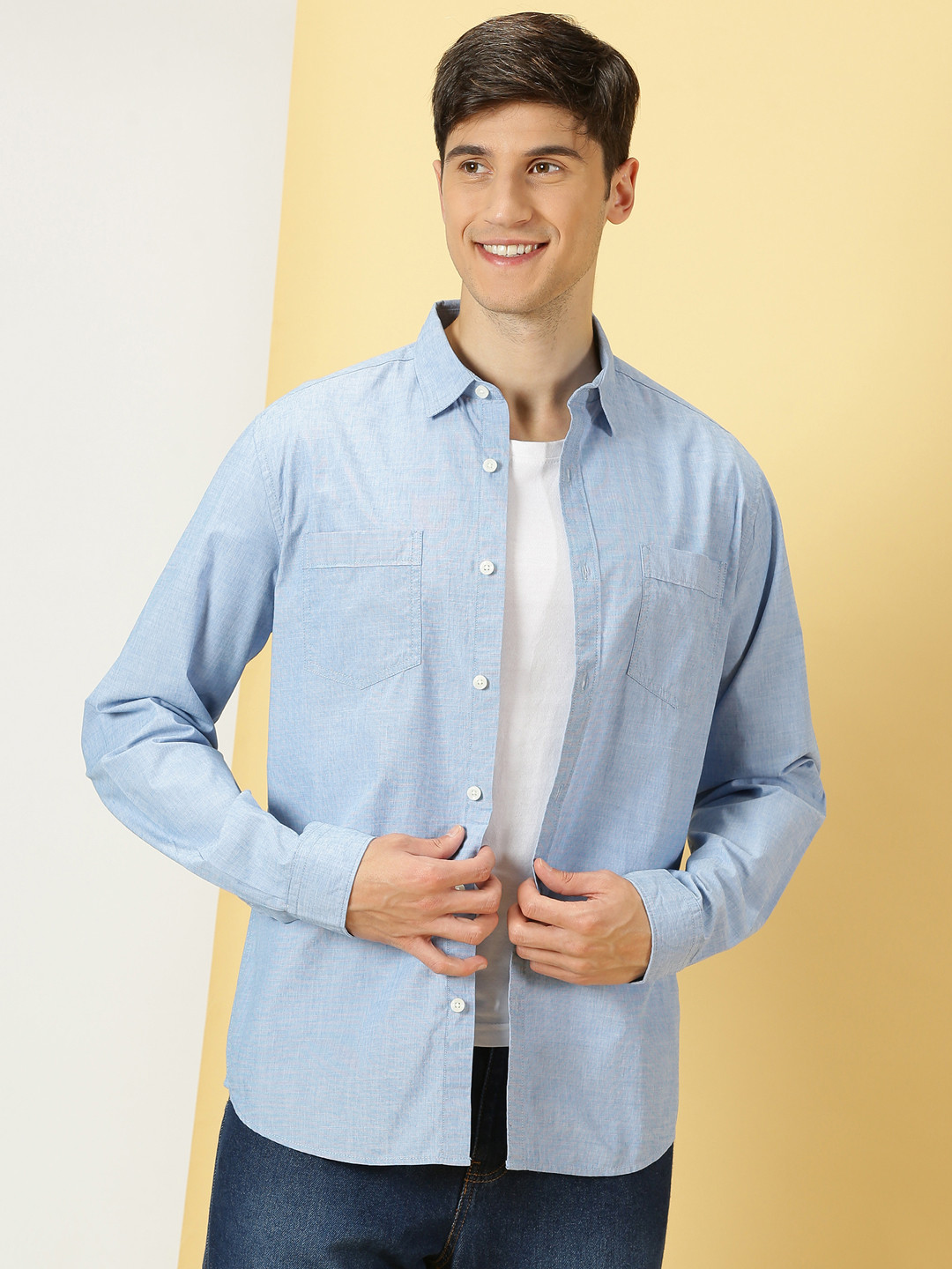 

Thomas Scott Classic Opaque Cotton Casual Shirt, Blue