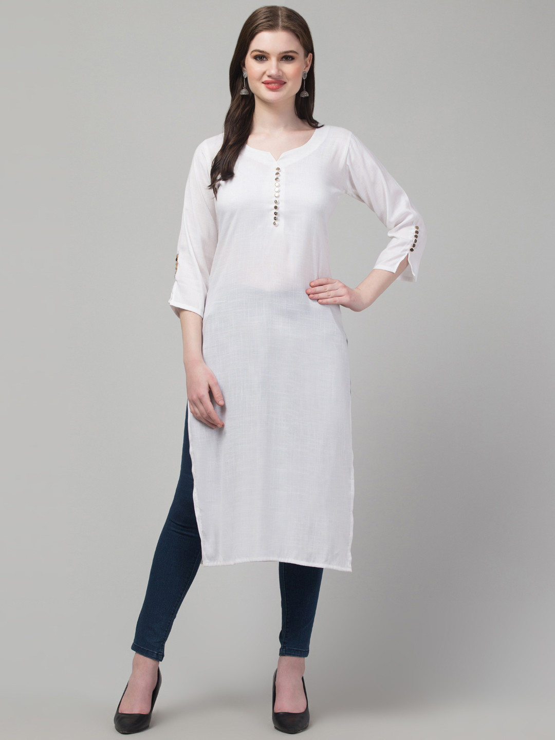 

Trend Level Flared Sleeves Kurta, White