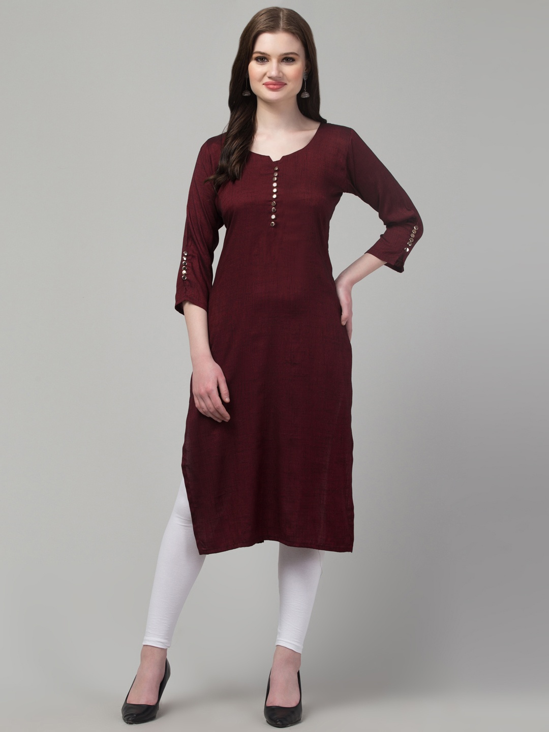

Trend Level Round Neck With a Notch Straight Kurta, Maroon
